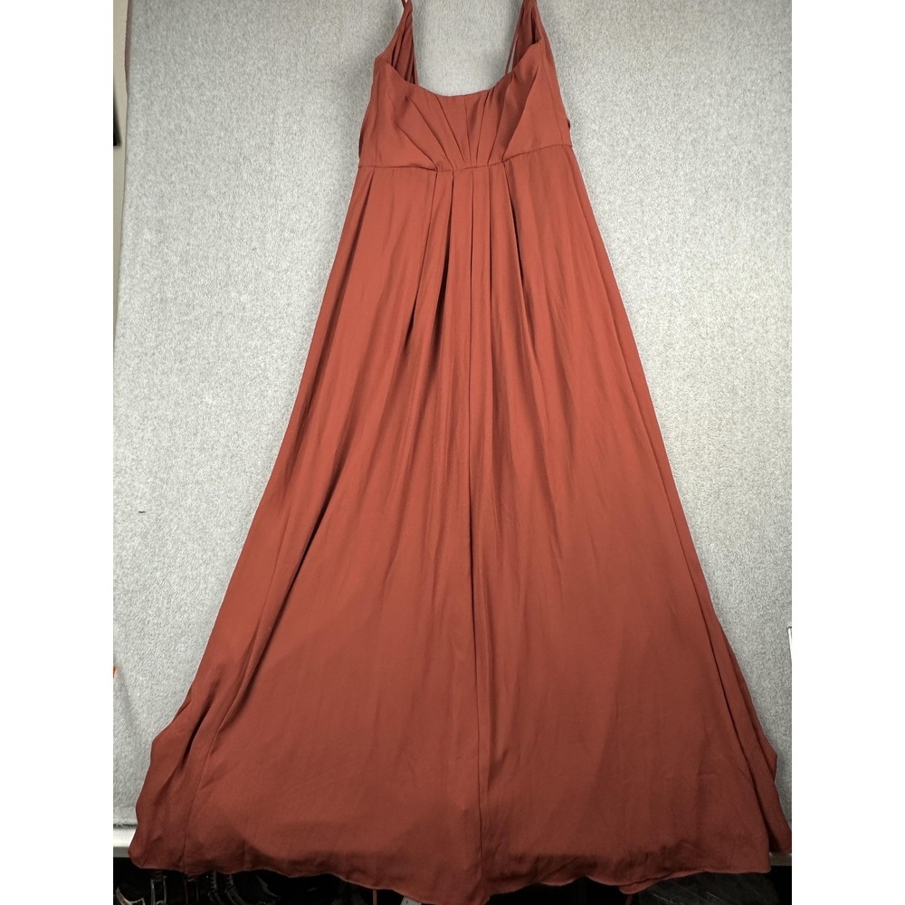 David's Bridal Dress Womens 2 Red Pleated Strappy Wrap Maxi Formal Gown Wedding